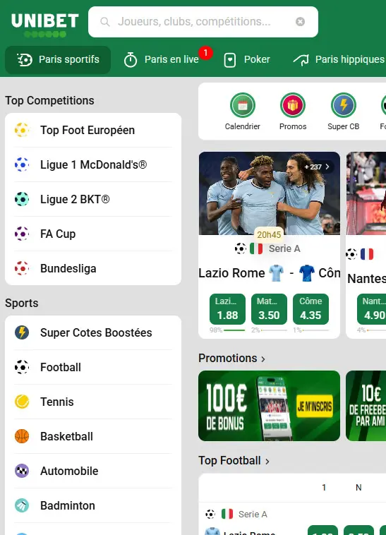 Jeux de casino mobiles sur l’application UNIBET FR