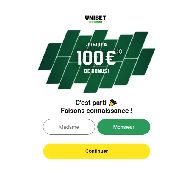 Offre de bienvenue pour l'inscription au casino UNIBET FR - 100% jusqu'à 2 000 € + 200 tours gratuits